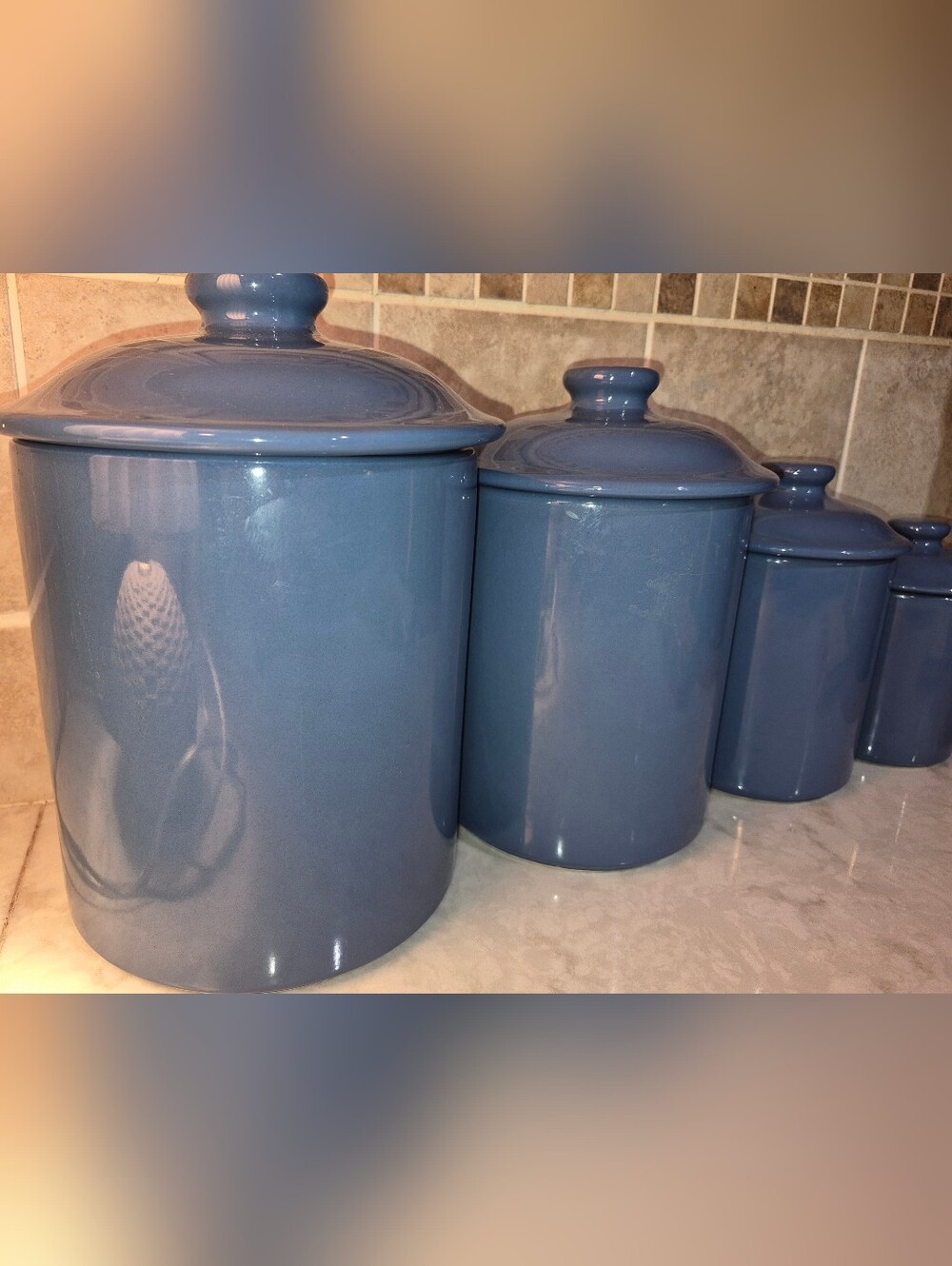 Mervyn's Periwinkle Blue Canister Set Of 4, Made In Japan - Picture 3 of 6